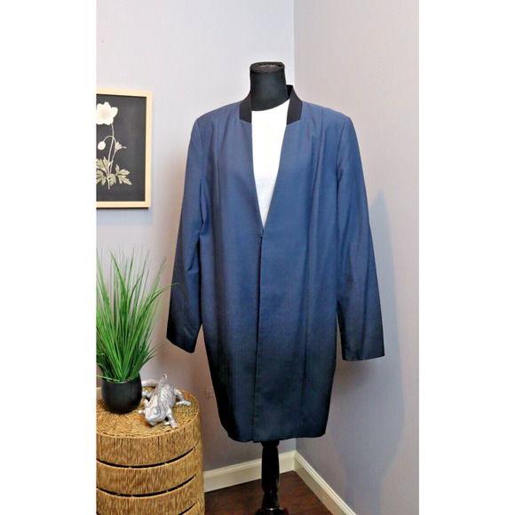 Tahari Arthur S. Levine Women's Size XL Long Coat Jacket Blue/Black - Picture 1 of 5